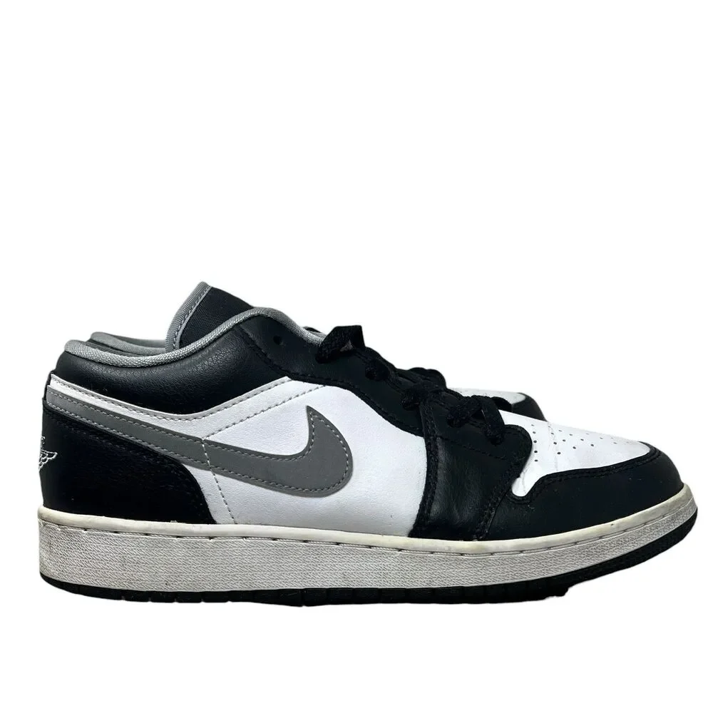 Nike Air Jordan 1 Low‎ GS Youth 6.5Y Black White Gray Leather 553560-040